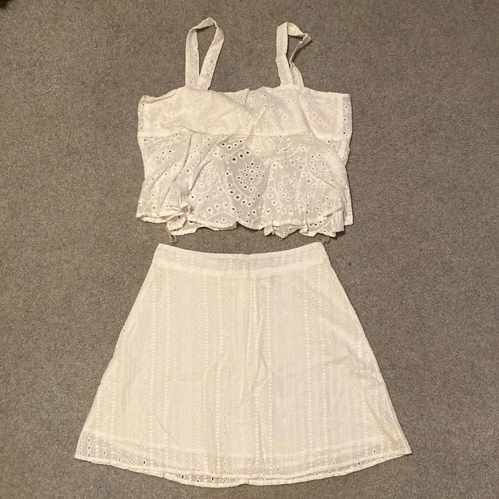 A’gaci White Eyelet Cami & Skirt Set - Picture 1 of 10
